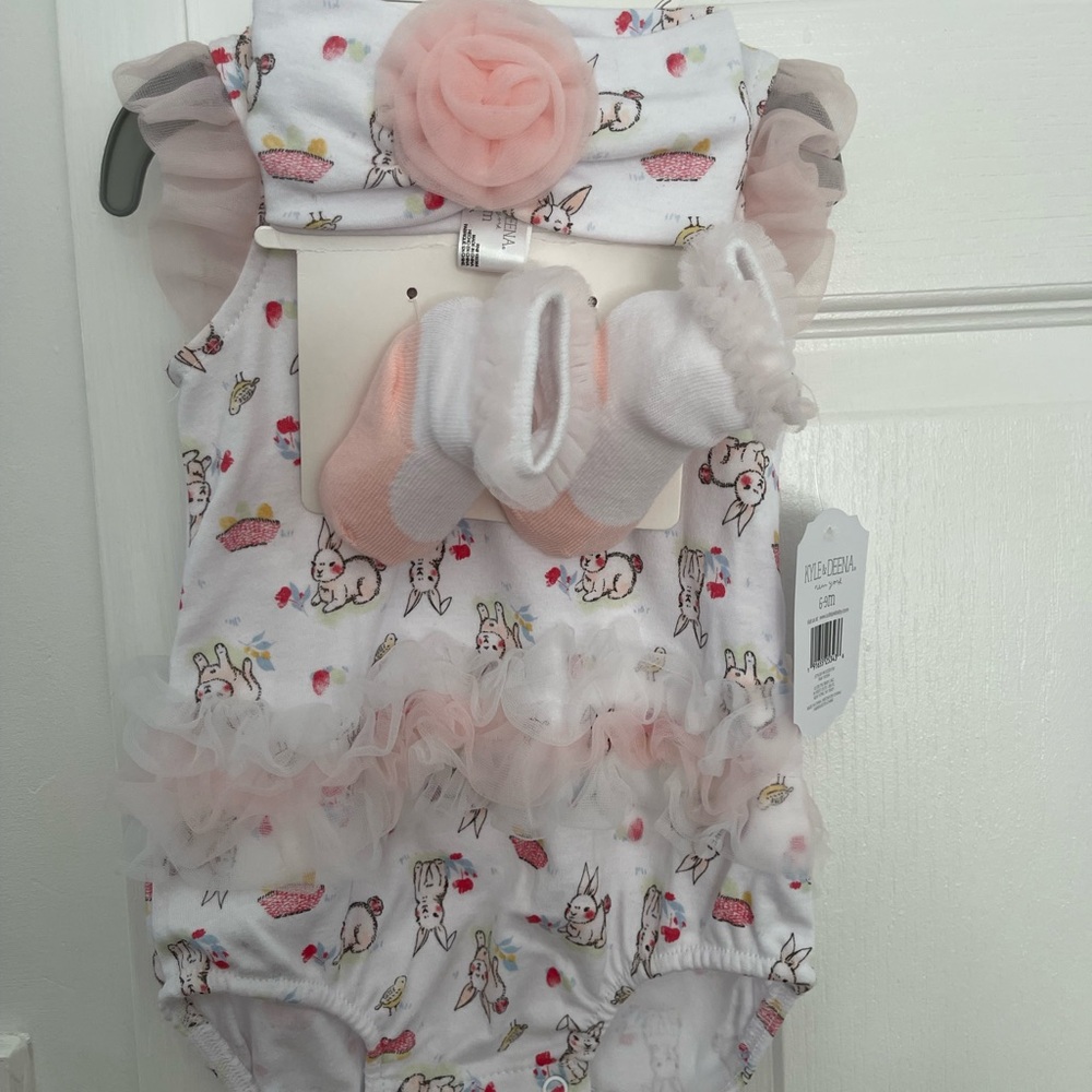 Kyle & Deena Pink and White Socks & Tights with Rosette and Bow Details